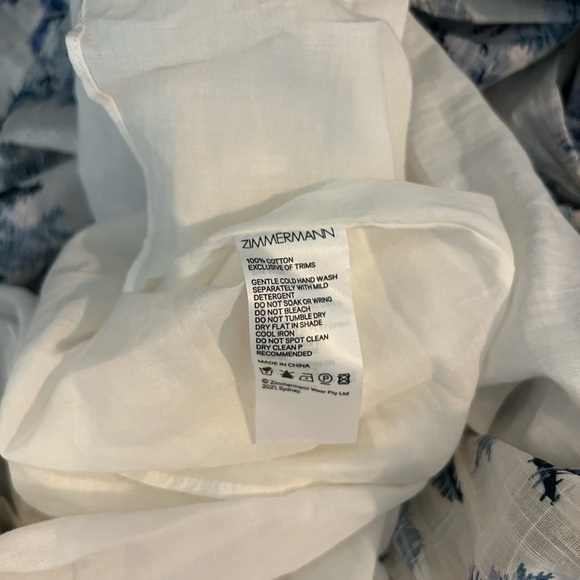 ZIMMERMANN Aliane Floral Cotton Voile Midi Dress - Blue - Picture 9 of 10